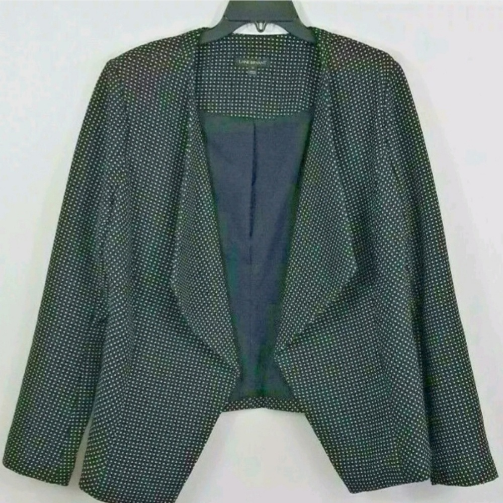 Lane Bryant water fall black white polk blazer 16
